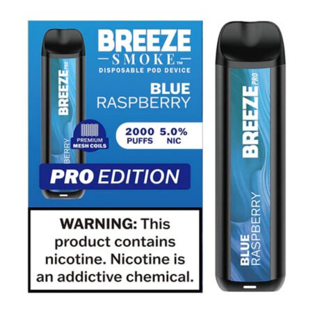 BREEZE SMOKE PRO 5% DISPOSABLE VAPE 6ML 2000 PUFFS (BLUE RASPBERRY – FLAVOR): A Sweet and Tangy Delight